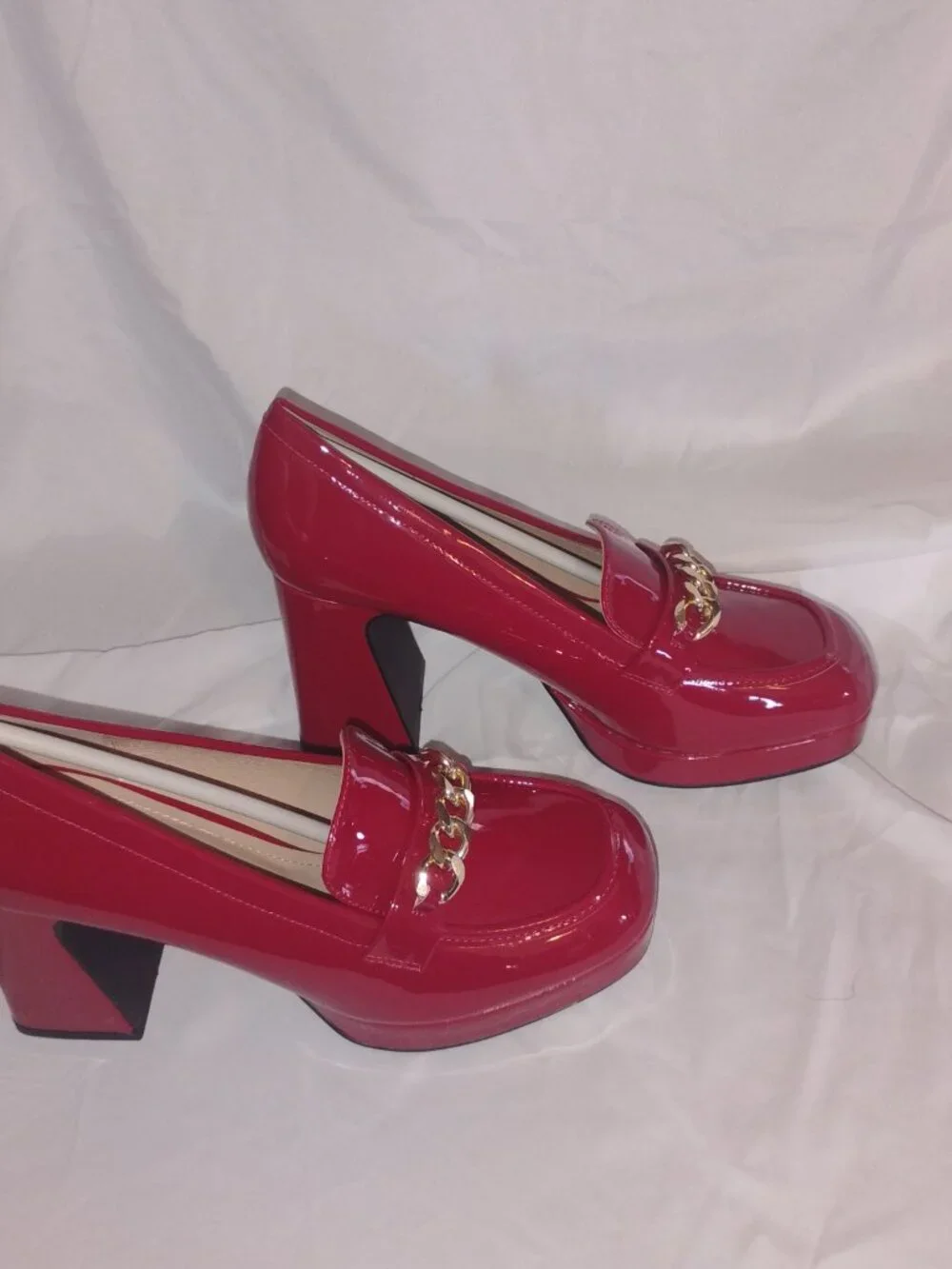 IDIFU IN4 Red Patent Platform Chunky Heel Loafers 9.5